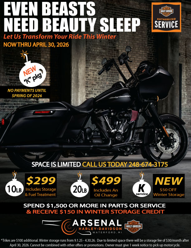 Winter Storage | Arsenal Harley-Davidson® | Waterford Michigan
