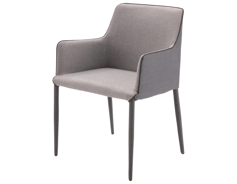 mash】グレー布製ダイニングチェア アーム付き mash】グレー布製