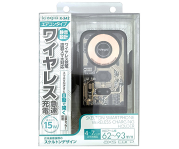スケルトンスマホホルダー エアコン取付/ワイヤレス充電 (X-342