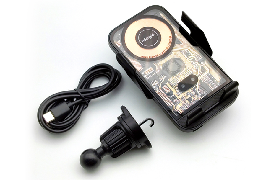 スケルトンスマホホルダー エアコン取付/ワイヤレス充電 (X-342