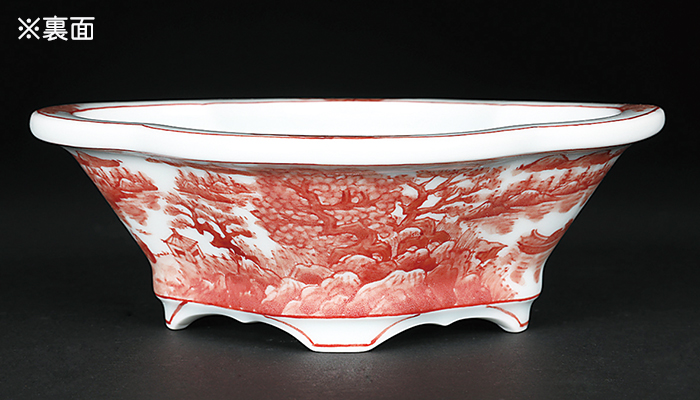 平安泉山赤絵山水図木瓜式鉢(小) | 盆栽、盆栽書籍、盆栽鉢の通販