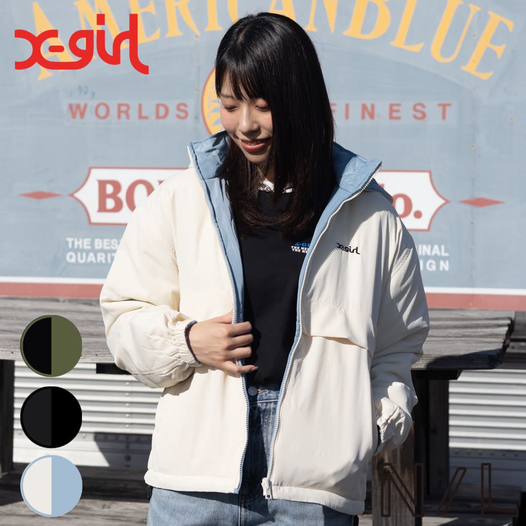X-girl エックスガール フェイス パッチ リバーシブル ジャケット