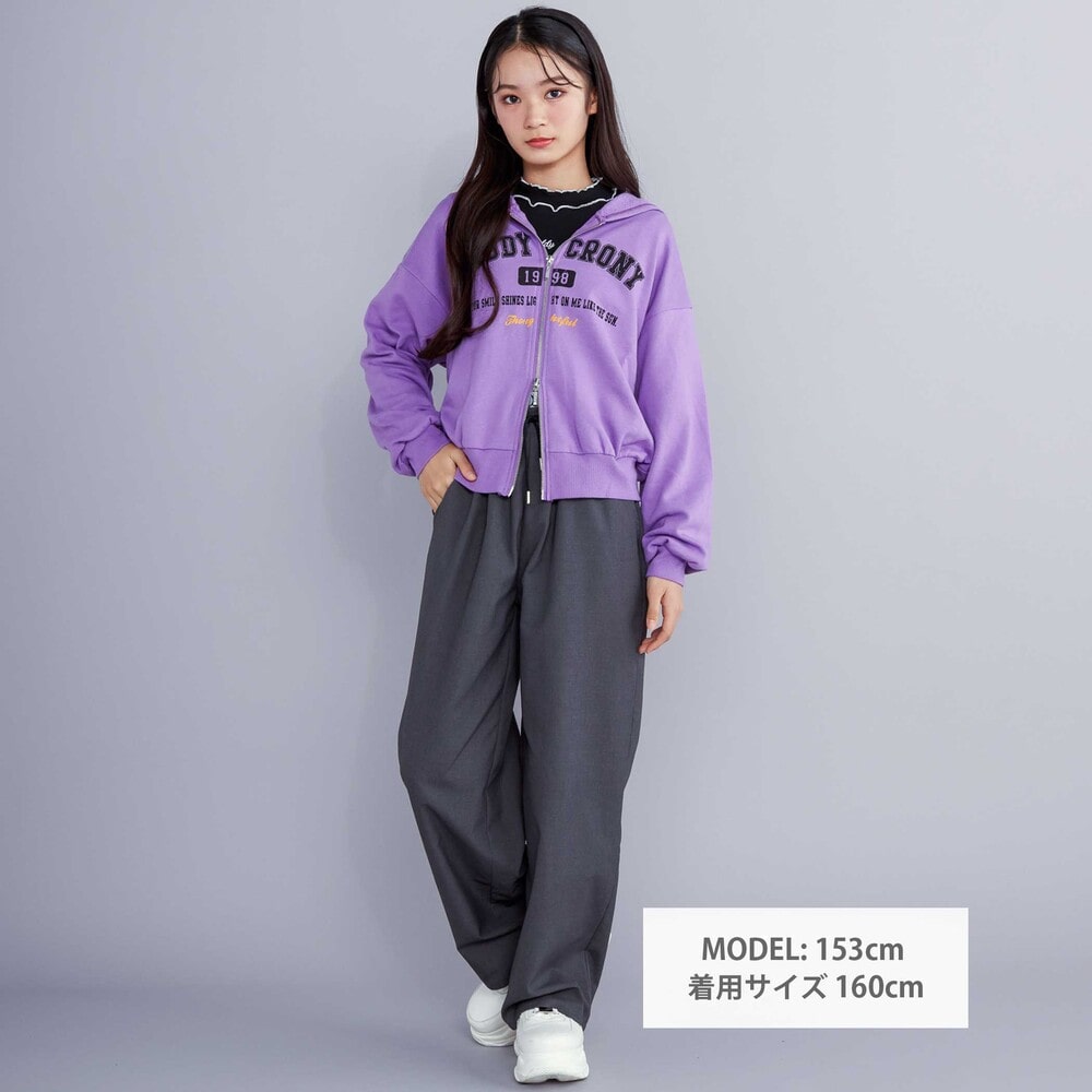 フード付きダブルジップパーカー(130~160cm)(130cm パープル