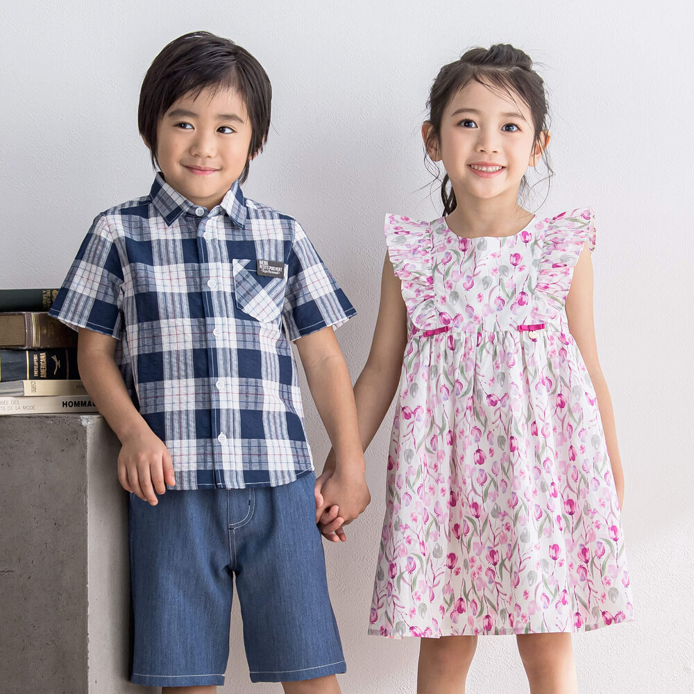 チューリップ柄ワンピース(95~150cm)(95cm ピンク系): ワンピース