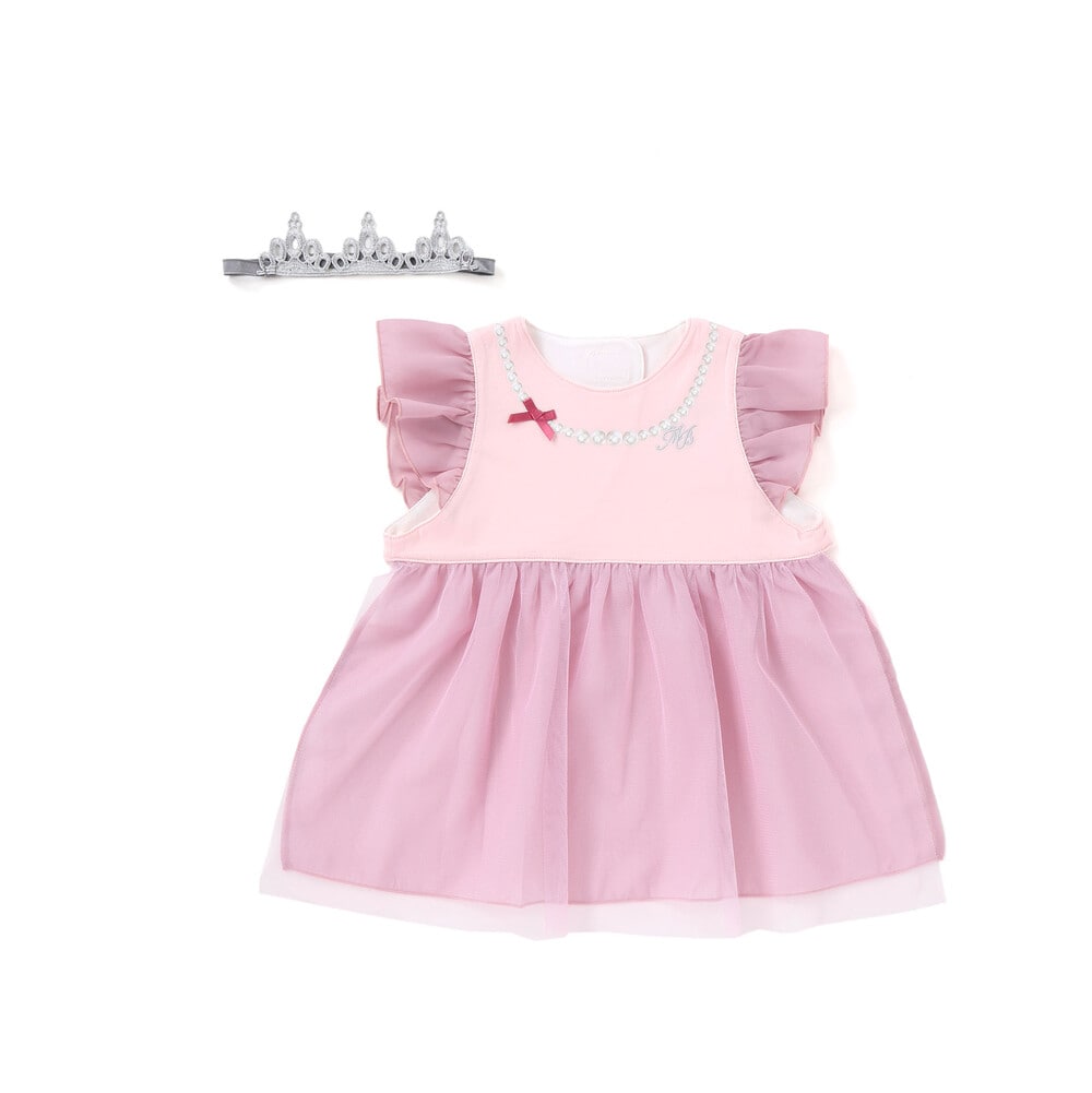 ギフトボックス付】シフォンドレス風スタイ＆ヘアーバンドセット(ワン