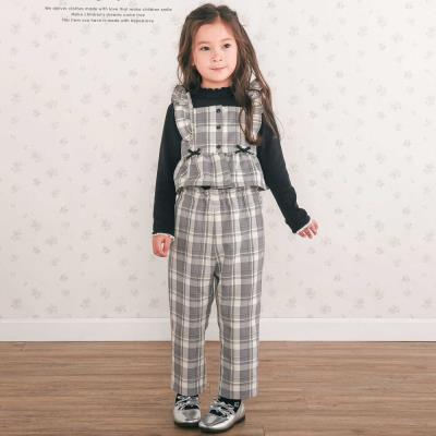 お揃い】ヘリンボーンチェックフリルビスチェ+パンツセットアップ(80
