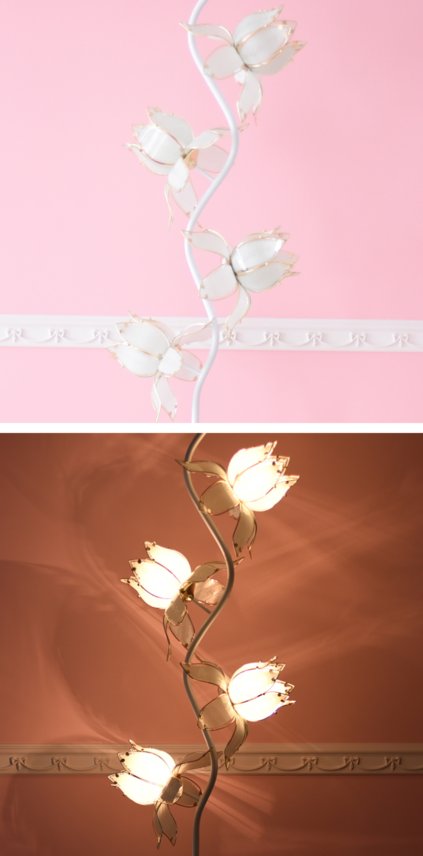 ロータスフラワー フロアランプ フロアライト 4灯 ホワイト 高さ189