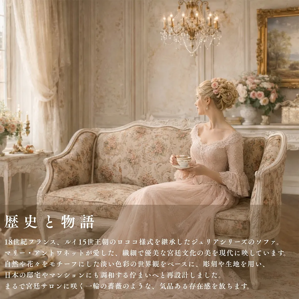 ロココ調 2人掛け ソファ 2人用 ゴブラン ホワイト 幅148cm 猫脚