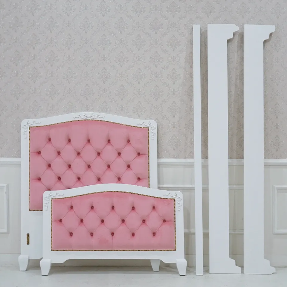 ステラリボン 姫系 シングルベッド ピンク×ホワイト 幅105cm｜ロココ調
