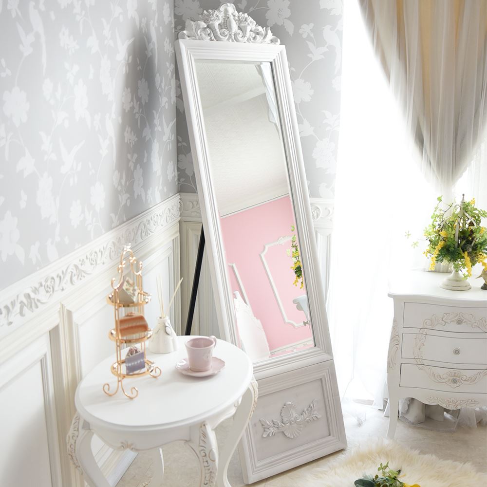 ロココ調 壁掛けミラー ワイドミラー 鏡 完成品 猫脚 姫家具 【公式通販】