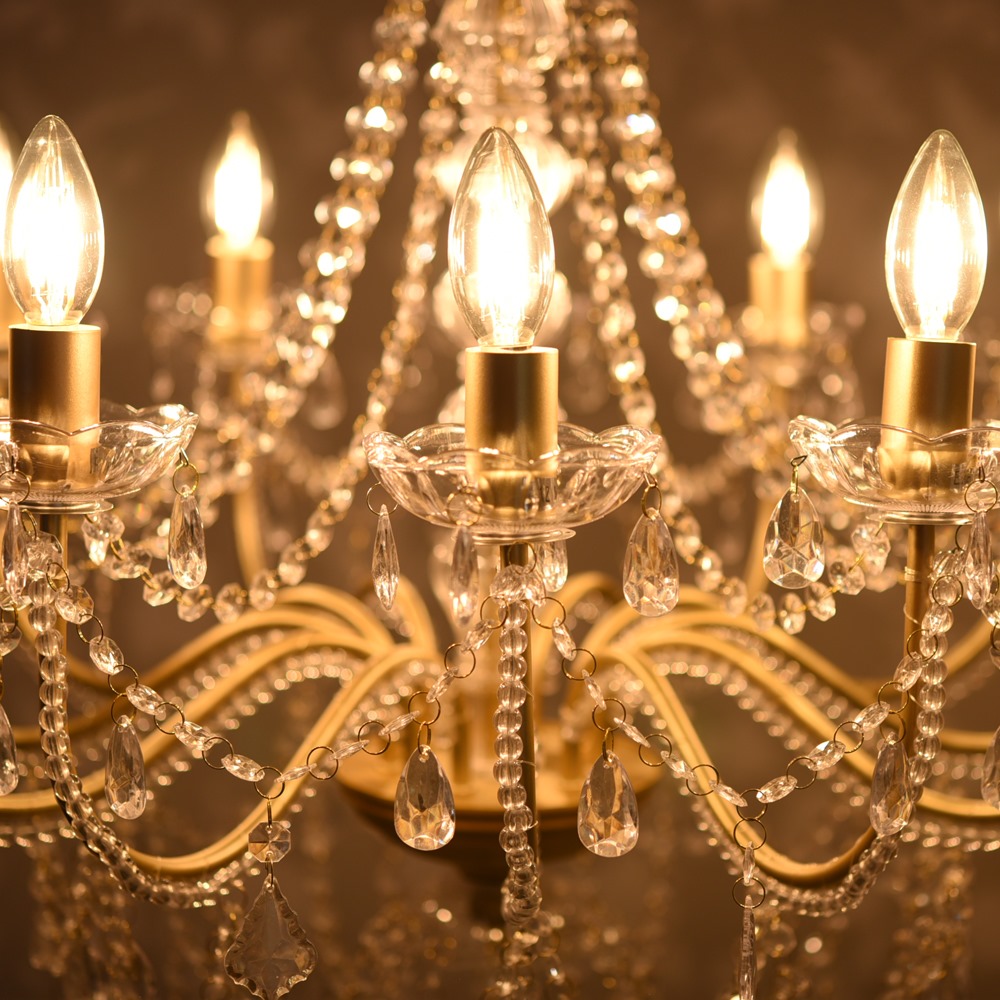 LED電球付 12灯 シャンデリア エレガントゴールド 簡単取付 幅74cm