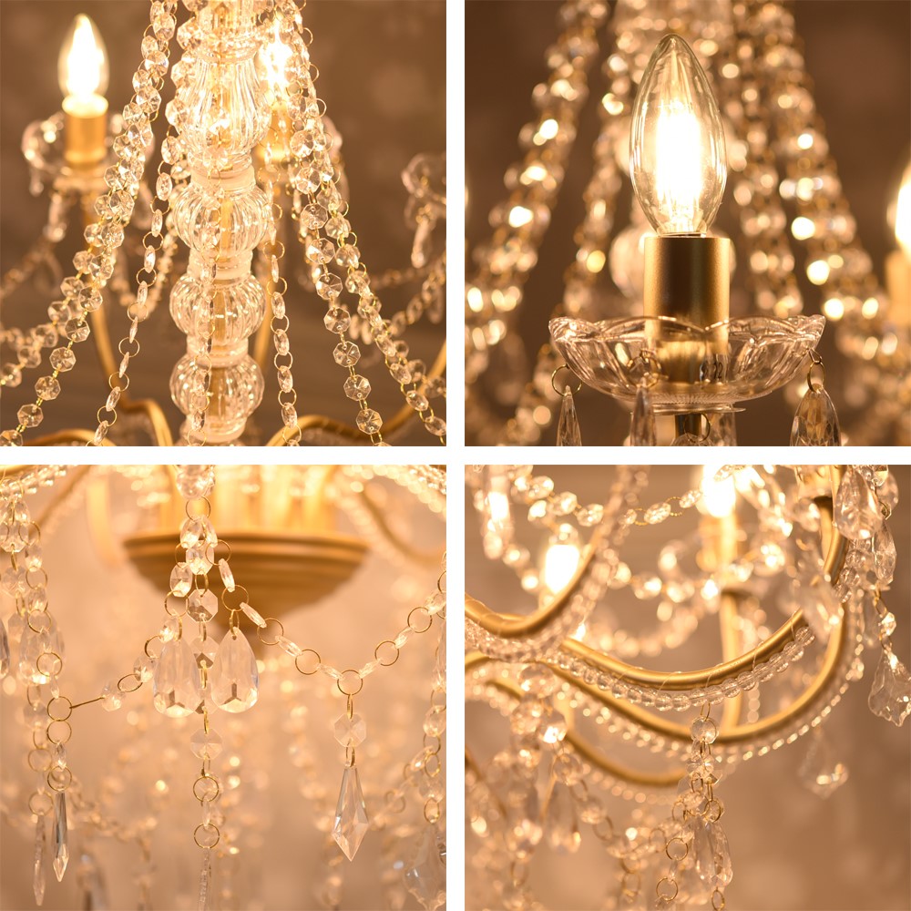 LED電球付 12灯 シャンデリア エレガントゴールド 簡単取付 幅74cm