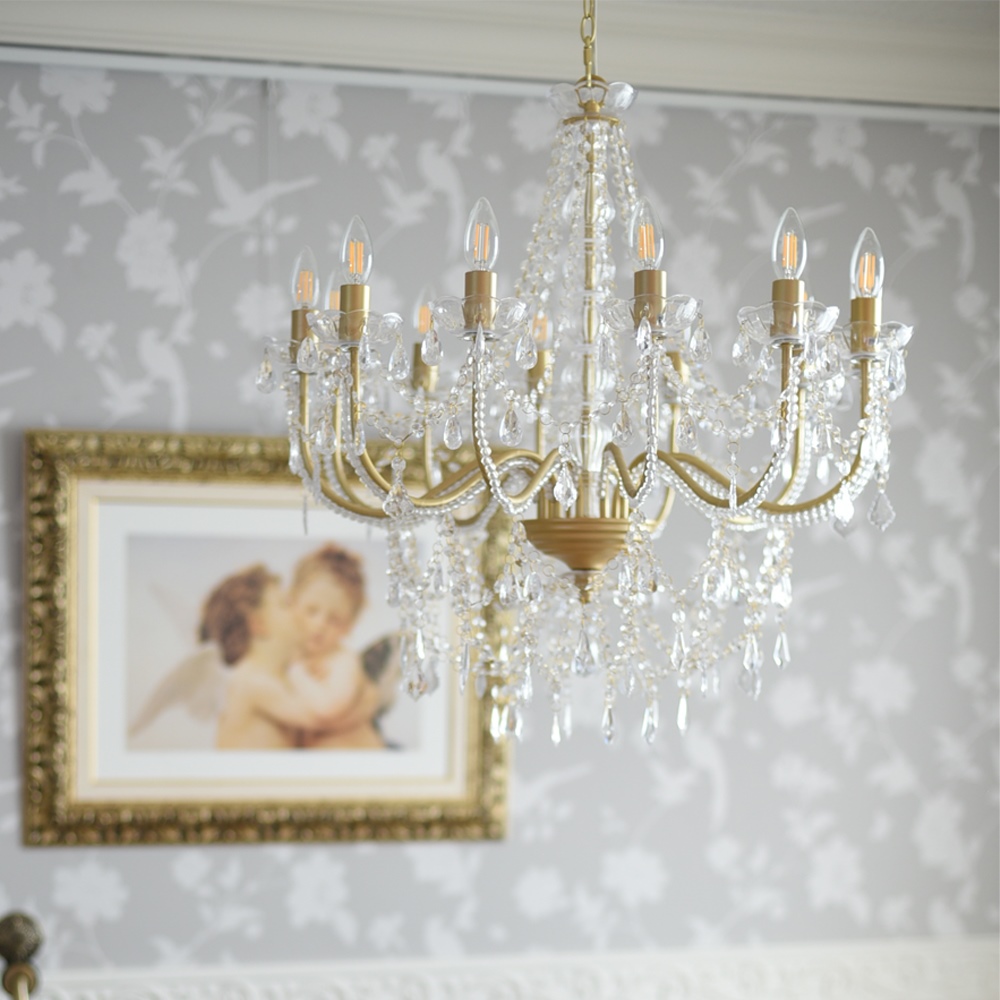 LED電球付 12灯 シャンデリア エレガントゴールド 簡単取付 幅74cm