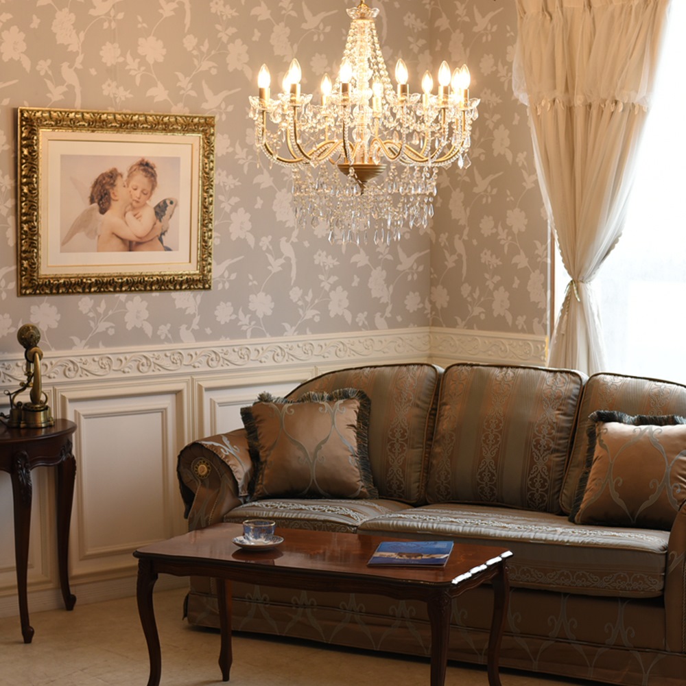 LED電球付 12灯 シャンデリア エレガントゴールド 簡単取付 幅74cm