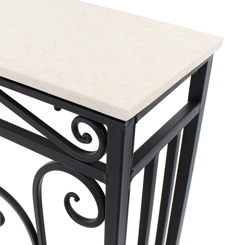 アンティーク調 大理石天板 コンソールテーブル 幅62cm アイアン