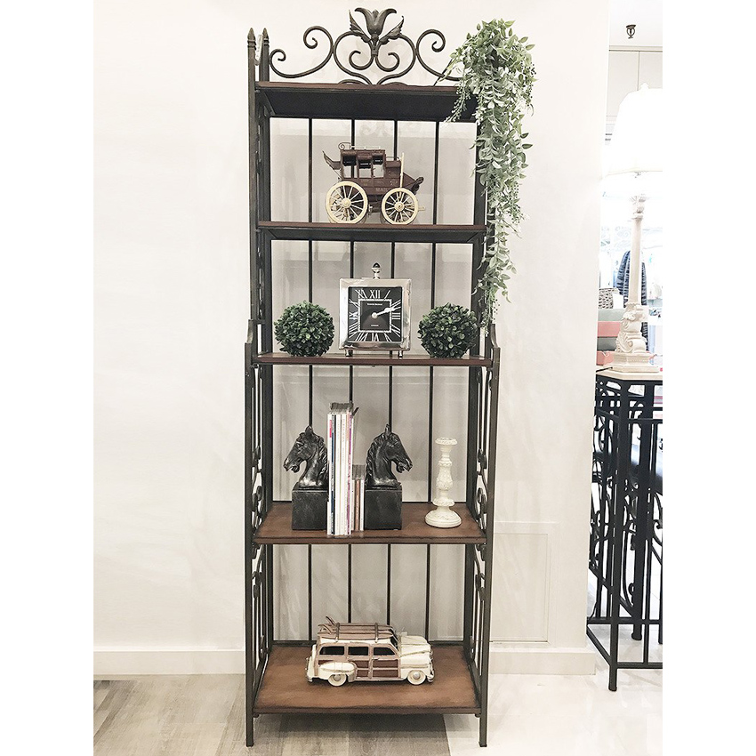 アンティーク調 アイアン 飾り棚(シェルフ)ラック 5段 幅56cm | ロココ