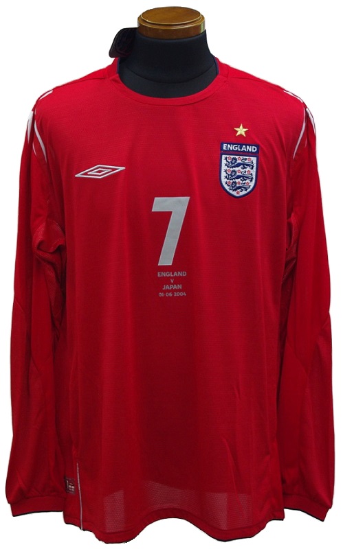 イングランド(A)2002 W杯 長袖 ベッカム＃7アルゼンチン戦マッチデイ