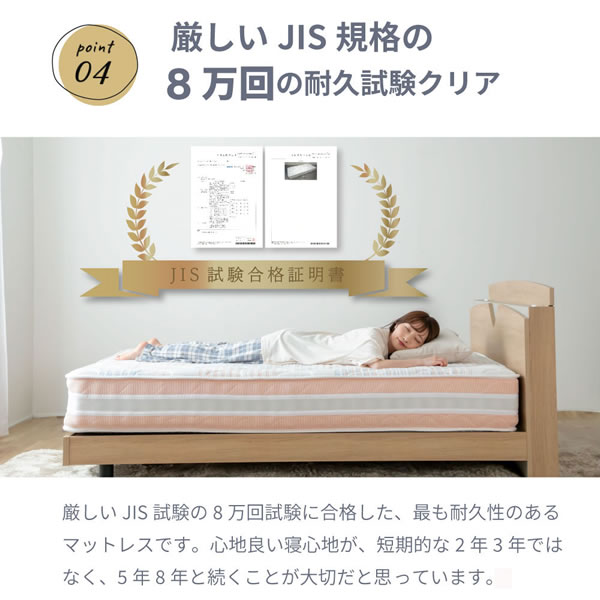 硬さが選べる！エッジサポート付き日本製ポケットコイルマットレス【咲