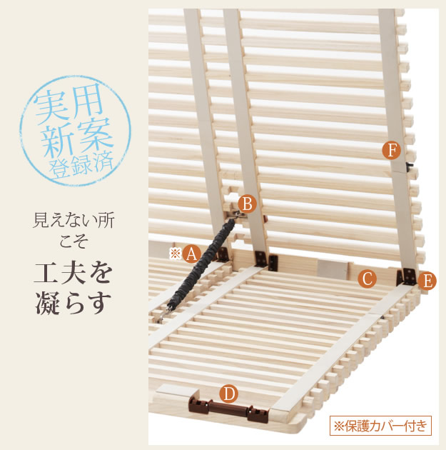 1秒で簡単布団干し！アシスト機能付き「みやび格子」すのこベッド