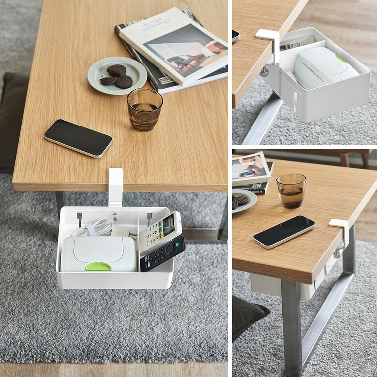 山崎実業 tower テーブル横回転収納ラック タワー 仕切り付き ホワイト