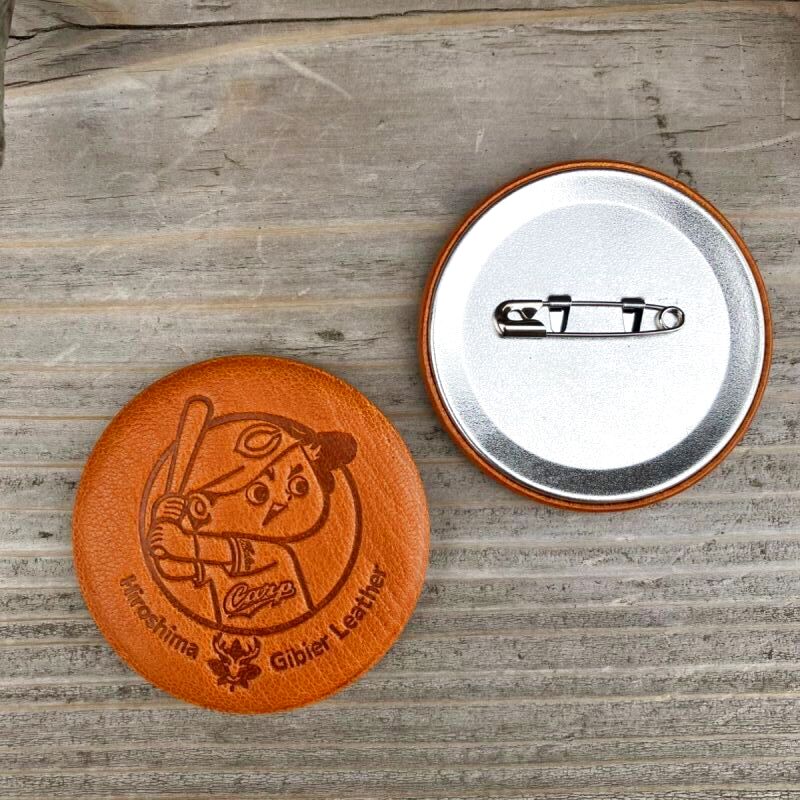 広島ジビエレザー×カープ】東広島産鹿革使用☆大人の雰囲気の革の缶