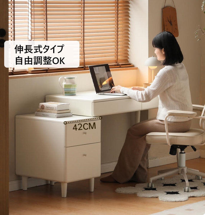 デスクテーブル 伸縮デスク 幅103～153cm 引き出し付きテーブルA286X03