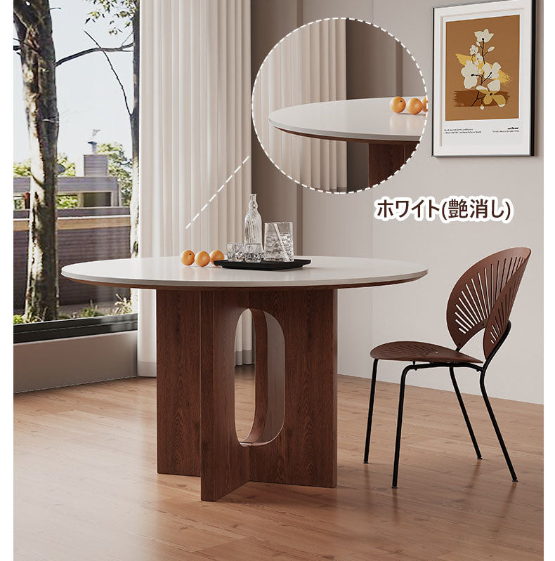 ダイニングテーブル大理石調セラミック天板 アッシュ材脚フレーム丸