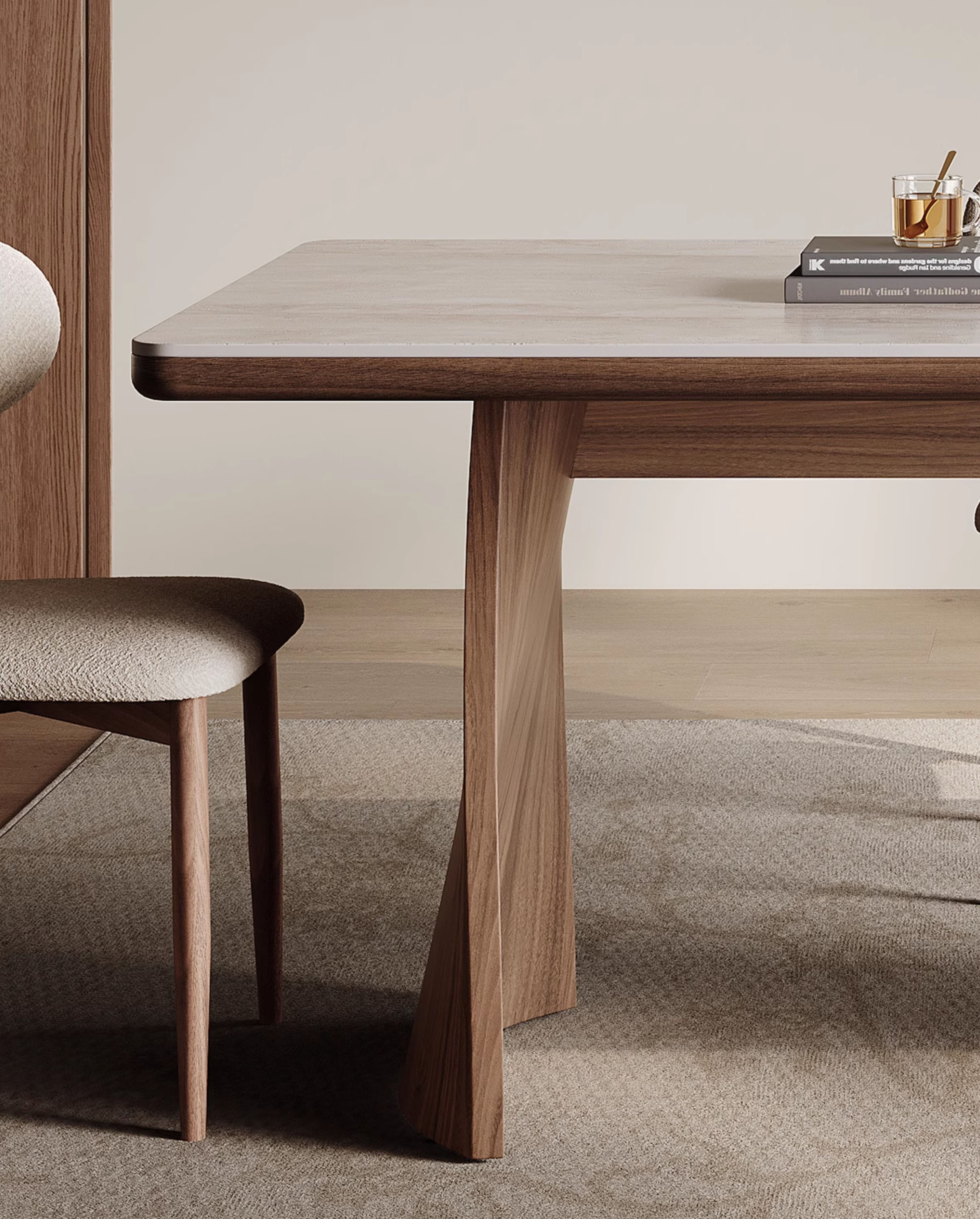 ダイニングテーブル リビングテーブル ベージュ セラミック天板＆多層