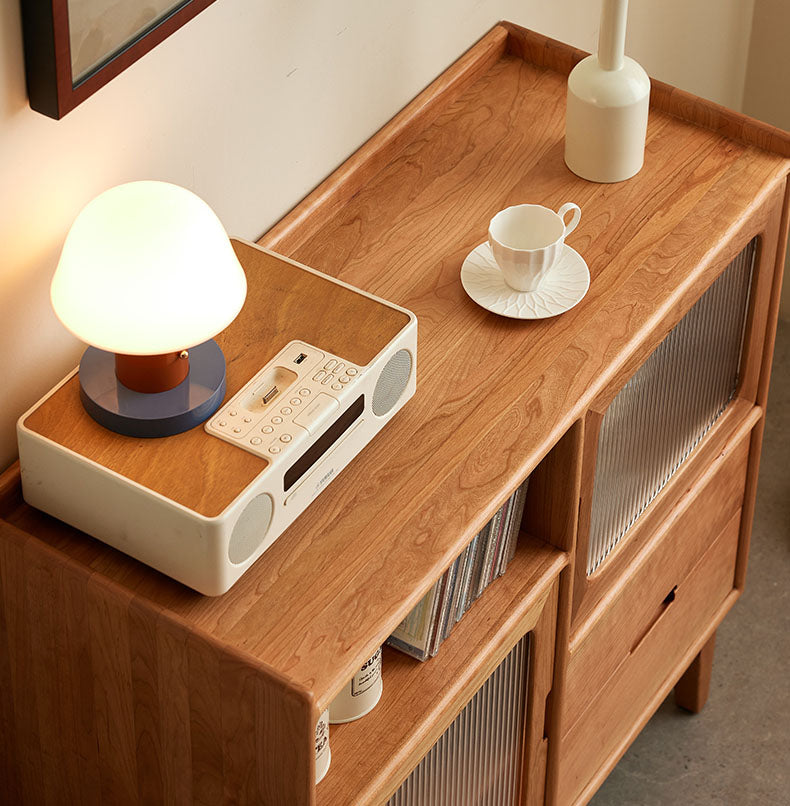 収納家具 サイドボード 木製キャビネット W90 D30 H85 天然木の