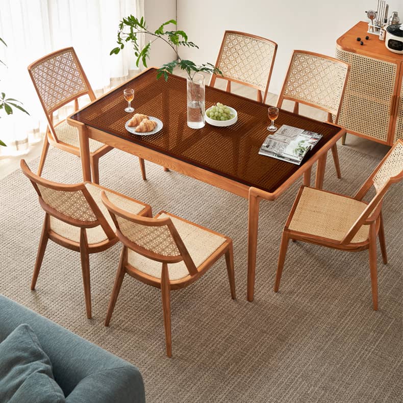天然ラタン材使用の高級ダイニングテーブルチェア tzm-521