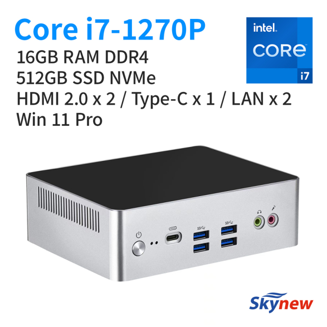 Skynew ミニPC 第12世代 Core i7-1270P / 16GB RAM DDR4 / 512GB SSD