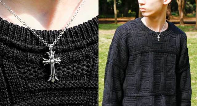 クロムハーツダブルCHクロスチャーム＆ロールチェーン16インチセット