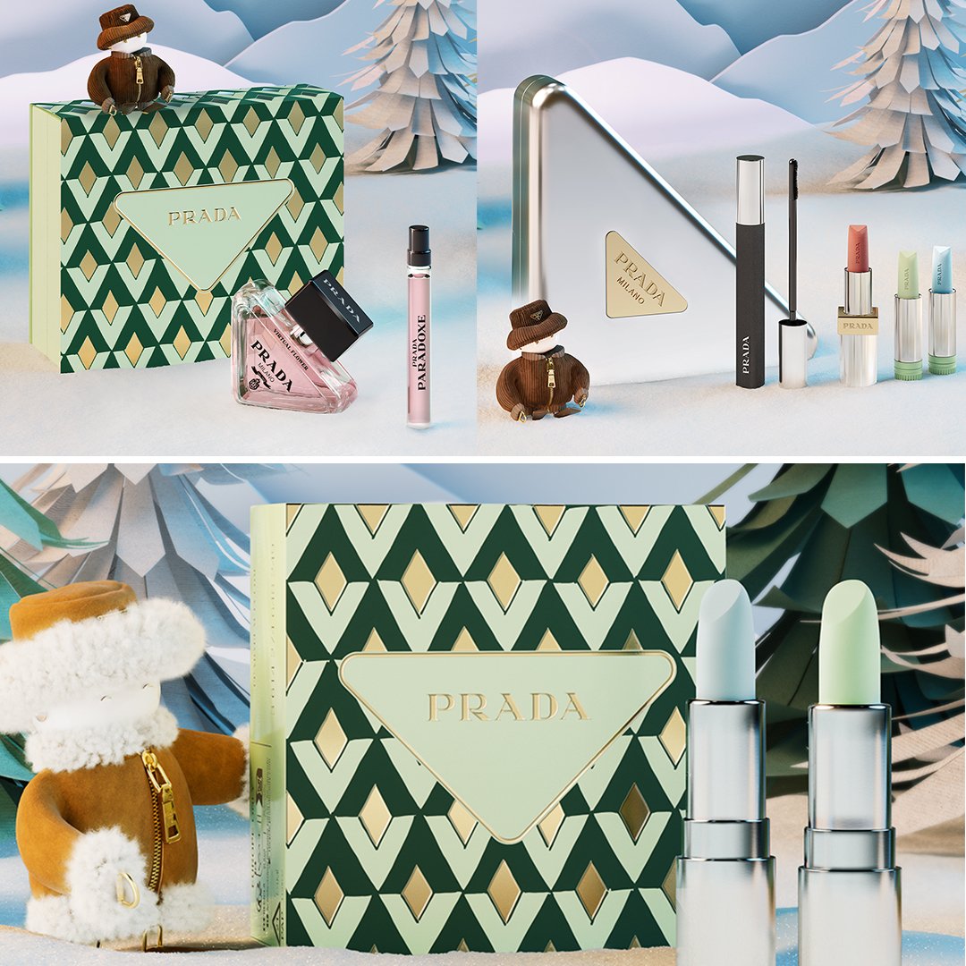 PRADAビューティークラッチ2025 トライアングルメタルケース 中身は