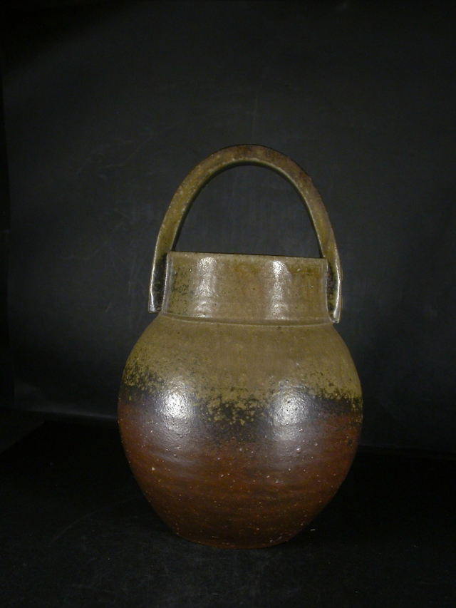 備前焼 登窯 備前市無形文化財 森 泰司 四方桟共箱付き黄ゴマ手付き花