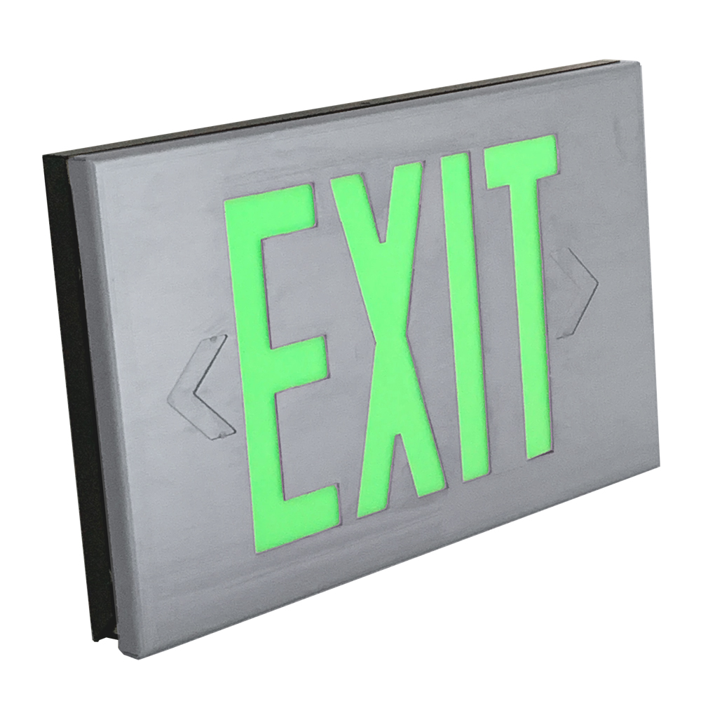 Steel Photoluminescent Exit Sign - MX - Big Beam