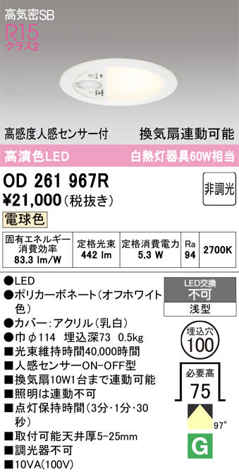 OD261967R(オーデリック) 商品詳細 ～ 照明器具・換気扇他、電設資材