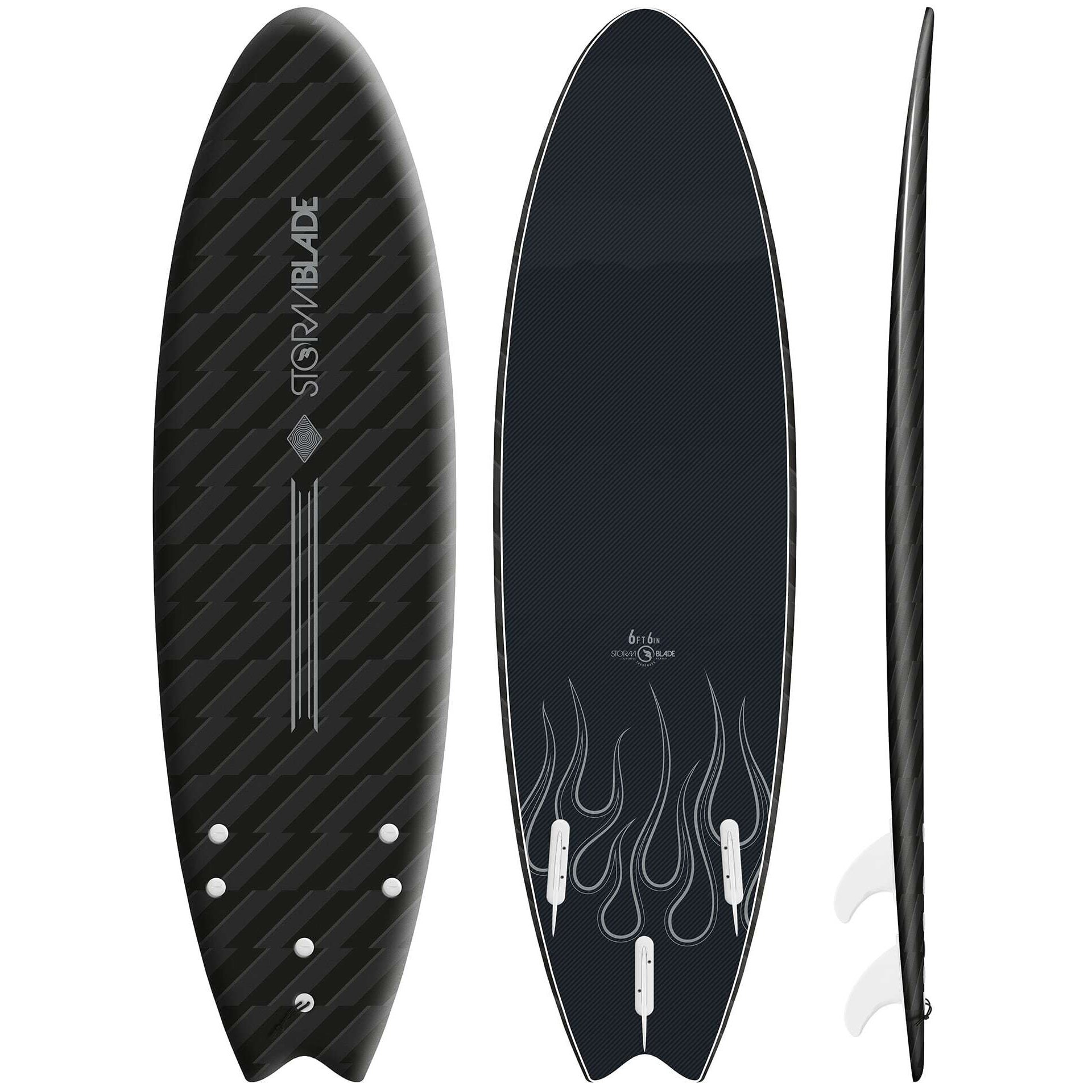 Storm Blade 6ft6 SWALLOW TAIL SURFBOARD – BLIZZARD BLK