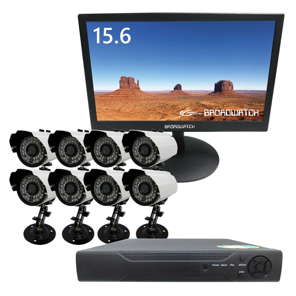 レガシー防犯カメラ】赤外線屋外カメラ8台＋モニター＋録画機セット