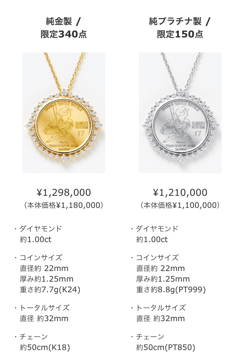 WBCでも大活躍中の大谷翔平選手の純金＆純プラチナ！限定記念コインが