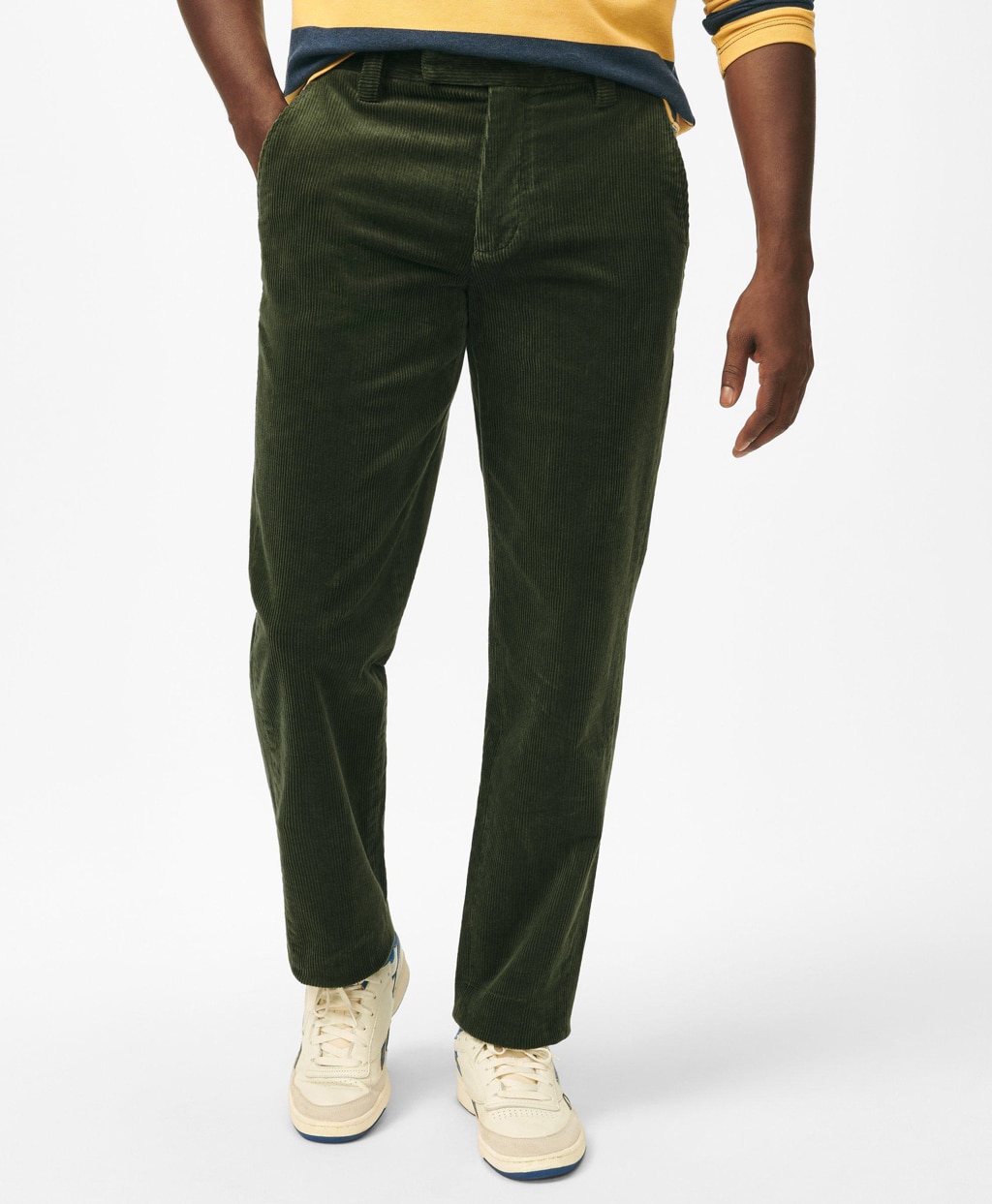 ストレッチコットン 8-Waleコーデュロイ プレーンフロントパンツ