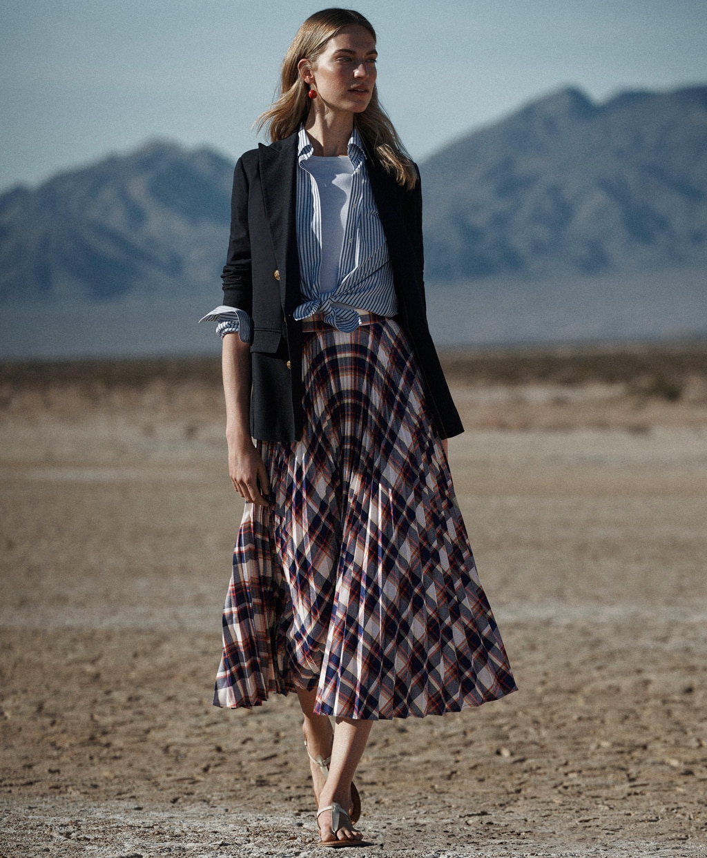 ポリエステルブレンド マドラスチェック プリーツスカート | Brooks