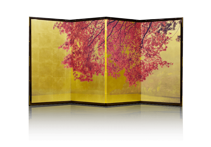 4曲 七彩箔 本金金彩 鳳凰 | 片岡屏風店