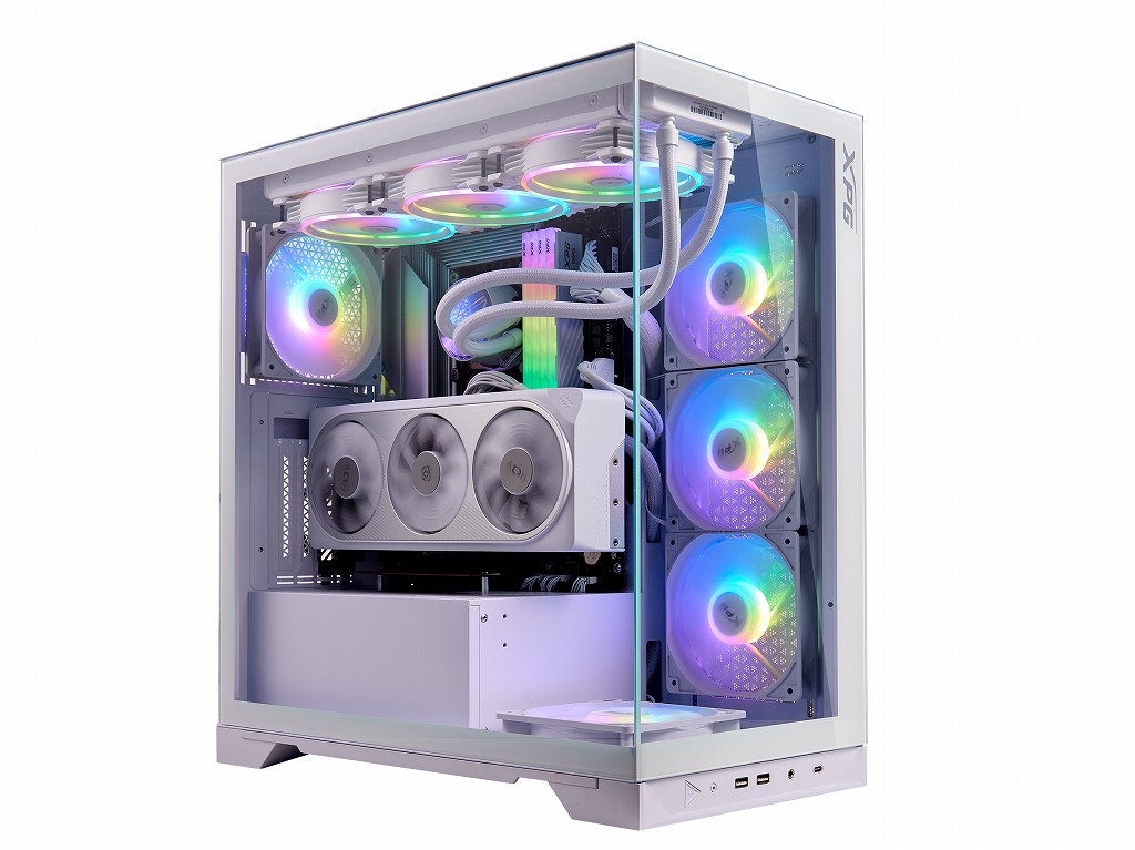 ピラーレスデザインの2面強化ガラスミドルタワー、ADATA「INVADER X