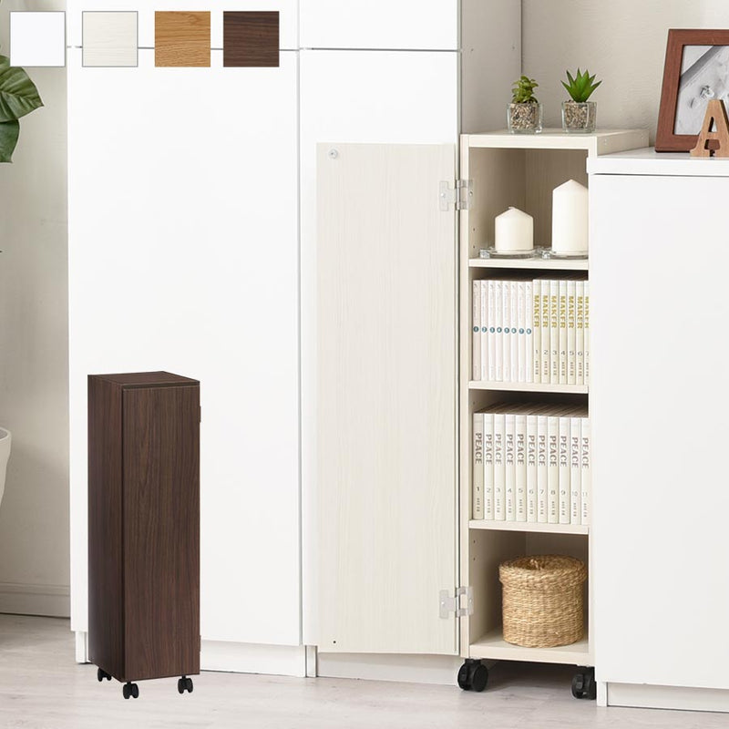 オーダーすき間ラック ロータイプ 扉 キャスター付き 幅25～27cm 扉