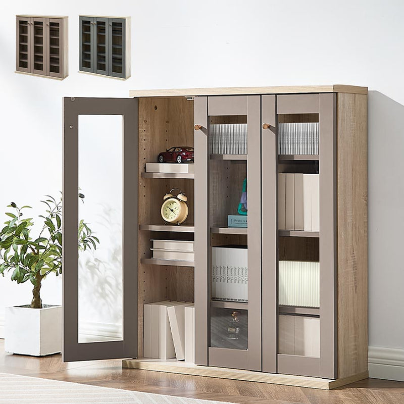 ガラス扉キャビネット 3扉タイプ キャビネット おしゃれ Toffy