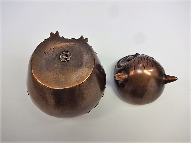 伝統美術工芸品・高岡銅器・香炉・蝋型・ふくろう(博愛)・大森 孝志 作