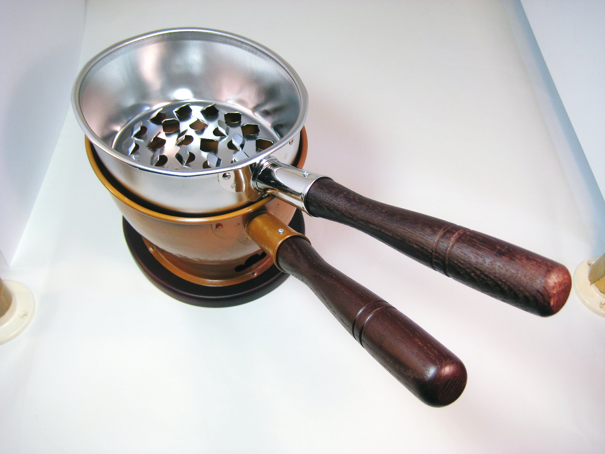 茶道具 水屋道具 火おこし 台付十能セット 小判型 茶道具・古道具・古