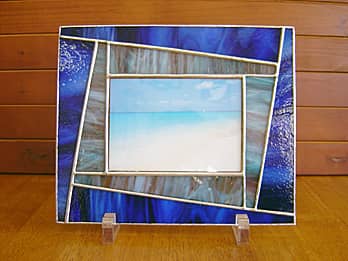 ステンドグラス製のフォトフレーム 青｜四季彩