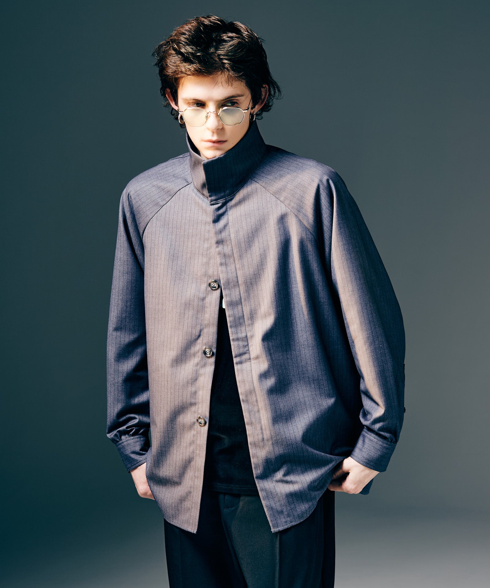 GB0425/SH06 : Suit Fabric High Neck Shirt / スーツファブリック