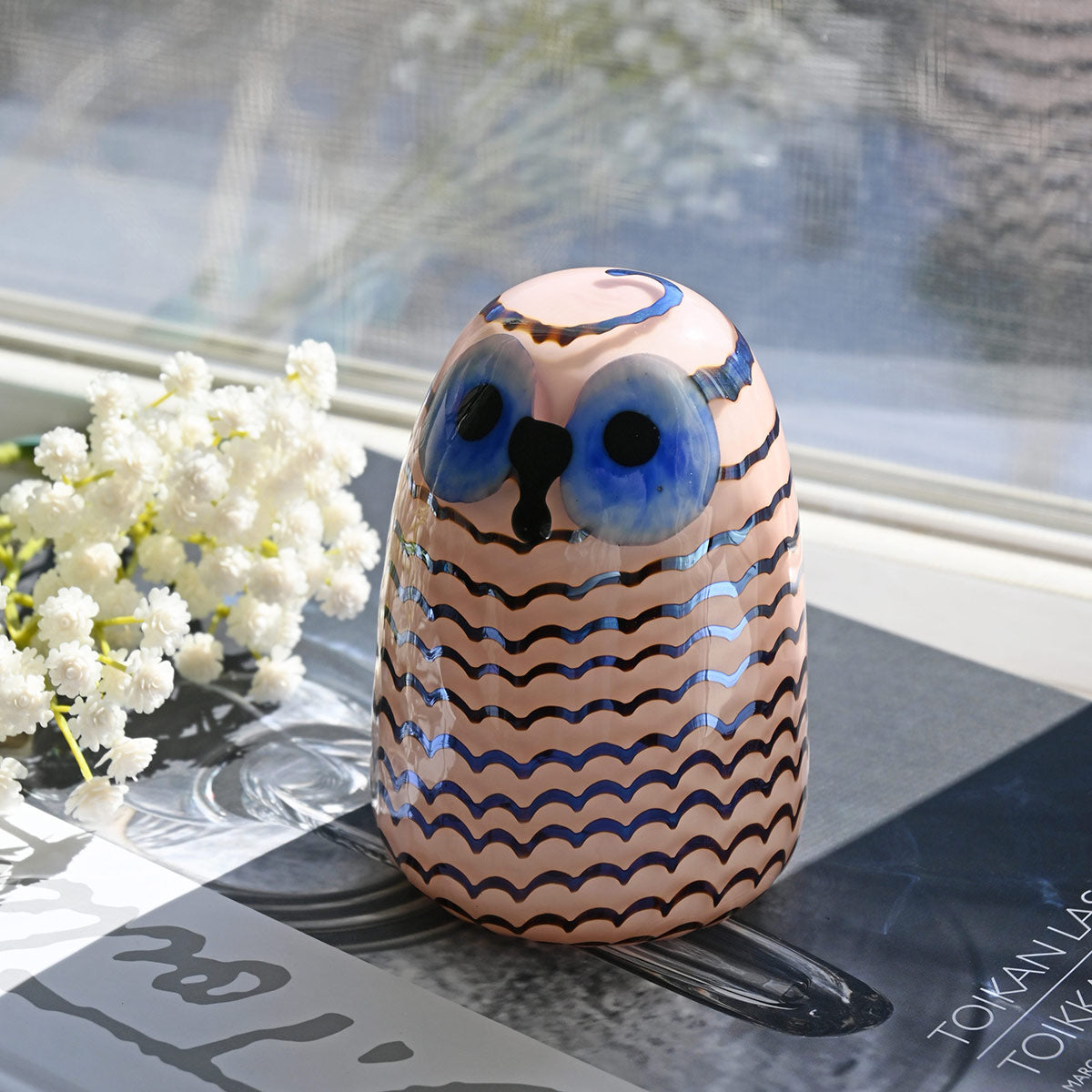 iittala Toikka Salmon Pink / Blue Owlet – GlassBirds.com